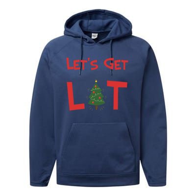 Let's Get Lit Funny Christmas Ing Xmas Lights Funny Gift Performance Fleece Hoodie