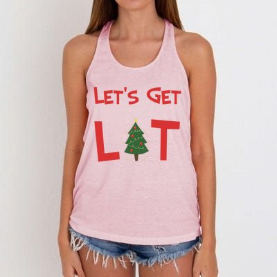 Let's Get Lit Funny Christmas Ing Xmas Lights Funny Gift Women's Knotted Racerback Tank