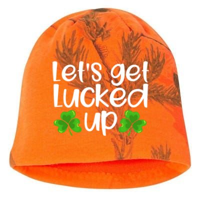 Let's Get Lucked Up Funny Irish Saint Patrick's Day Gift Kati - Camo Knit Beanie