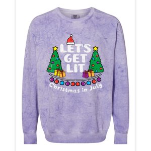 Lets Get Lit Christmas In July Funny Summer Xmas Colorblast Crewneck Sweatshirt