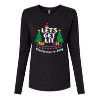 Lets Get Lit Christmas In July Funny Summer Xmas Womens Cotton Relaxed Long Sleeve T-Shirt