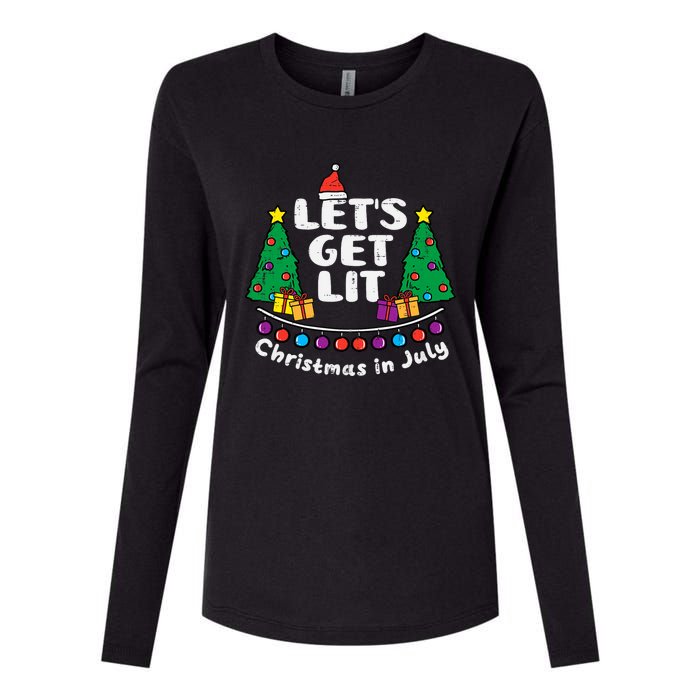 Lets Get Lit Christmas In July Funny Summer Xmas Womens Cotton Relaxed Long Sleeve T-Shirt