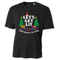 Lets Get Lit Christmas In July Funny Summer Xmas Cooling Performance Crew T-Shirt