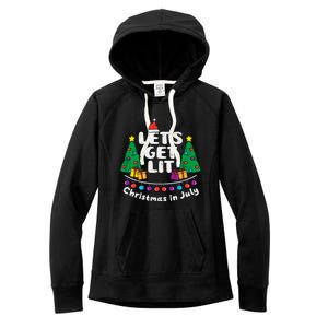 Lets Get Lit Christmas In July Funny Summer Xmas Women's Fleece Hoodie