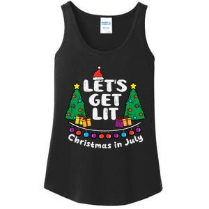 Lets Get Lit Christmas In July Funny Summer Xmas Ladies Essential Tank