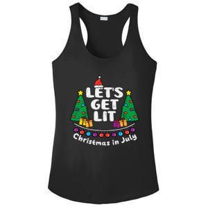 Lets Get Lit Christmas In July Funny Summer Xmas Ladies PosiCharge Competitor Racerback Tank