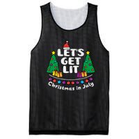 Lets Get Lit Christmas In July Funny Summer Xmas Mesh Reversible Basketball Jersey Tank