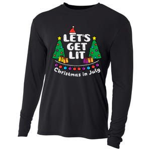 Lets Get Lit Christmas In July Funny Summer Xmas Cooling Performance Long Sleeve Crew