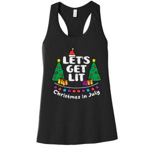 Lets Get Lit Christmas In July Funny Summer Xmas Women's Racerback Tank