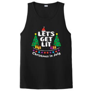 Lets Get Lit Christmas In July Funny Summer Xmas PosiCharge Competitor Tank