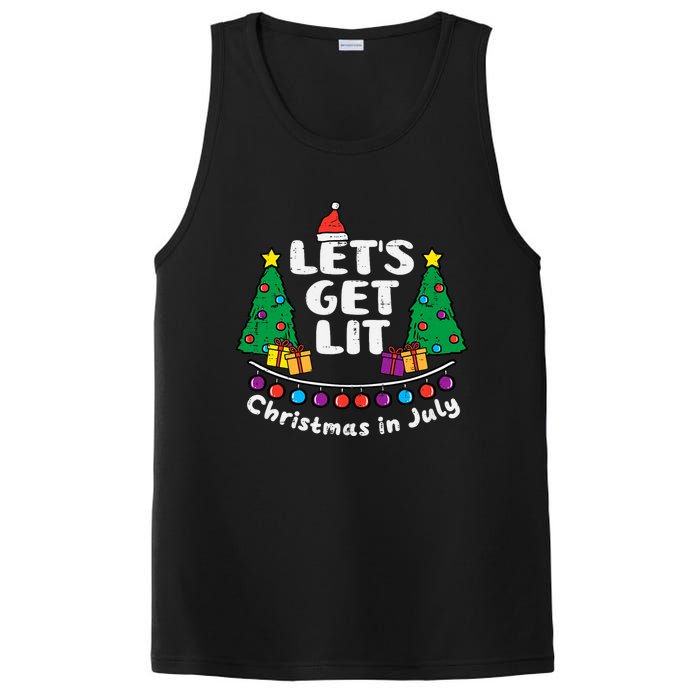 Lets Get Lit Christmas In July Funny Summer Xmas PosiCharge Competitor Tank