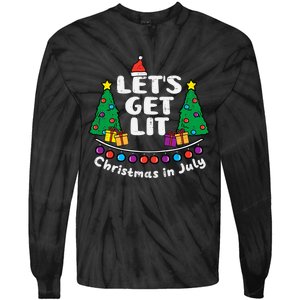 Lets Get Lit Christmas In July Funny Summer Xmas Tie-Dye Long Sleeve Shirt