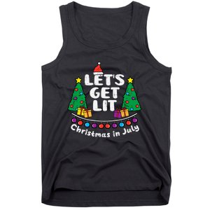 Lets Get Lit Christmas In July Funny Summer Xmas Tank Top