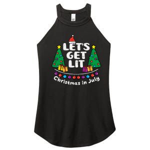 Lets Get Lit Christmas In July Funny Summer Xmas Women's Perfect Tri Rocker Tank