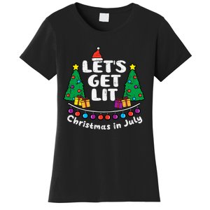 Lets Get Lit Christmas In July Funny Summer Xmas Women's T-Shirt