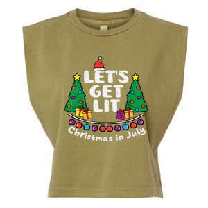 Lets Get Lit Christmas In July Funny Summer Xmas Garment-Dyed Women's Muscle Tee