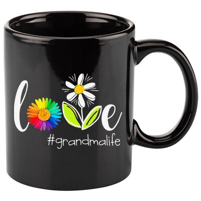 Love Grandma Life Wildlife Flower 11oz C Handle Ceramic Mug