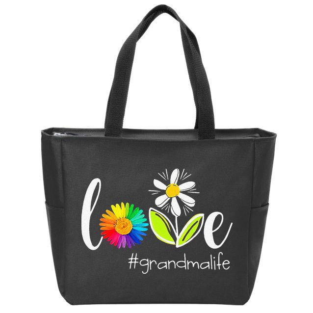 Love Grandma Life Wildlife Flower Zip Tote Bag