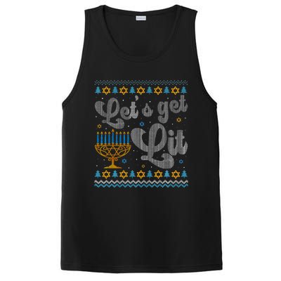 Let's Get Lit Hanukkah Menorah Funny Ugly Christmas PosiCharge Competitor Tank