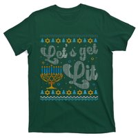 Let's Get Lit Hanukkah Menorah Funny Ugly Christmas T-Shirt