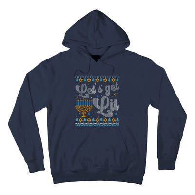 Let's Get Lit Hanukkah Menorah Funny Ugly Christmas Tall Hoodie