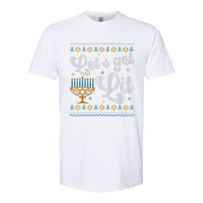 Let's Get Lit Hanukkah Menorah Funny Ugly Christmas Softstyle CVC T-Shirt