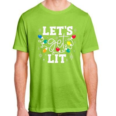 Let's Get Lit Drinking Santa Hat Christmas Lights Funny Adult ChromaSoft Performance T-Shirt