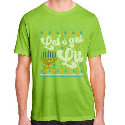 LetS Get Lit Hanukkah Menorah Funny Ugly Christmas Sweater Adult ChromaSoft Performance T-Shirt