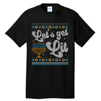 LetS Get Lit Hanukkah Menorah Funny Ugly Christmas Sweater Tall T-Shirt