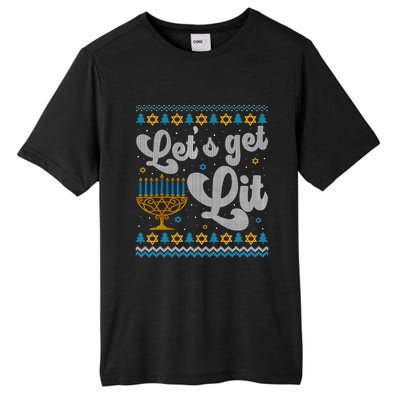 LetS Get Lit Hanukkah Menorah Funny Ugly Christmas Sweater Tall Fusion ChromaSoft Performance T-Shirt