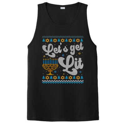 LetS Get Lit Hanukkah Menorah Funny Ugly Christmas Sweater PosiCharge Competitor Tank