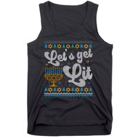 LetS Get Lit Hanukkah Menorah Funny Ugly Christmas Sweater Tank Top