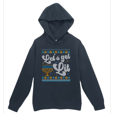 LetS Get Lit Hanukkah Menorah Funny Ugly Christmas Sweater Urban Pullover Hoodie