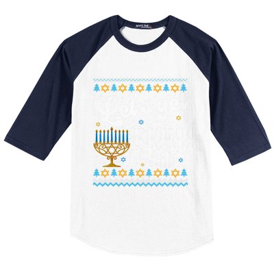 LetS Get Lit Hanukkah Menorah Funny Ugly Christmas Sweater Baseball Sleeve Shirt