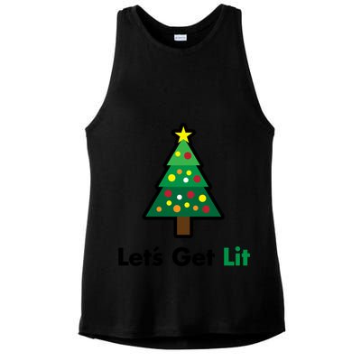 Let's Get Lit Funny Christmas Ing Xmas Lights Funny Gift Ladies PosiCharge Tri-Blend Wicking Tank