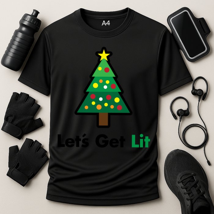 Let's Get Lit Funny Christmas Ing Xmas Lights Funny Gift Performance Shirt
