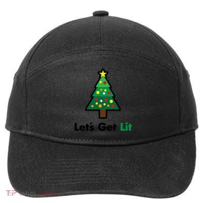 Let's Get Lit Funny Christmas Ing Xmas Lights Funny Gift 7-Panel Snapback Hat