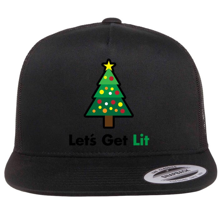 Let's Get Lit Funny Christmas Ing Xmas Lights Funny Gift Flat Bill Trucker Hat