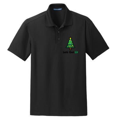 Let's Get Lit Funny Christmas Ing Xmas Lights Funny Gift Dry Zone Grid Polo