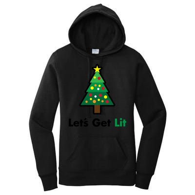 Let's Get Lit Funny Christmas Ing Xmas Lights Funny Gift Women's Pullover Hoodie