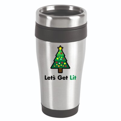 Let's Get Lit Funny Christmas Ing Xmas Lights Funny Gift 16oz Travel Tumbler