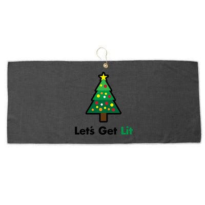 Let's Get Lit Funny Christmas Ing Xmas Lights Funny Gift Large Microfiber Waffle Golf Towel
