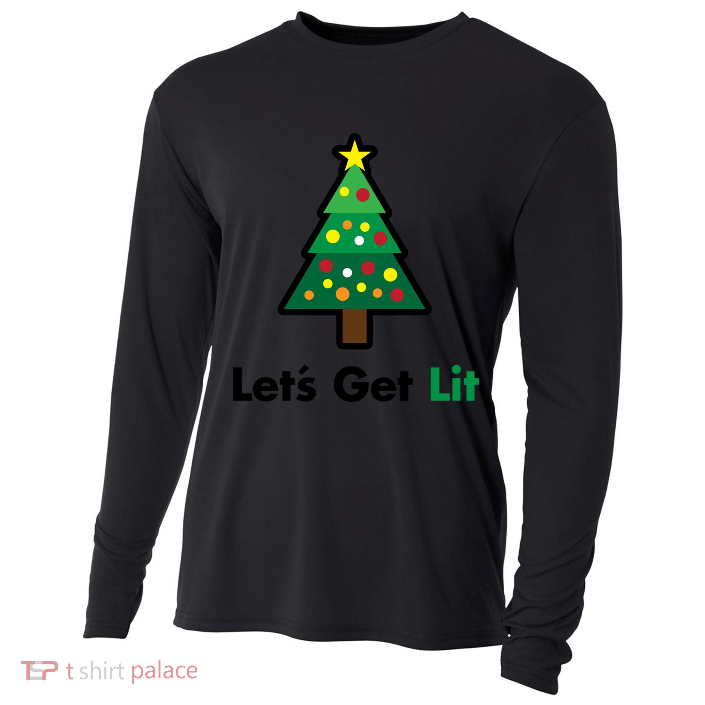 Let's Get Lit Funny Christmas Ing Xmas Lights Funny Gift Cooling Performance Long Sleeve Crew