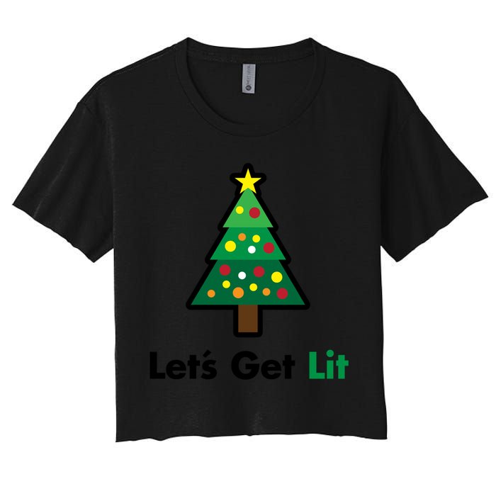 Let's Get Lit Funny Christmas Ing Xmas Lights Funny Gift Crop Top
