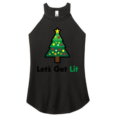 Let's Get Lit Funny Christmas Ing Xmas Lights Funny Gift Women's Perfect Tri Rocker Tank