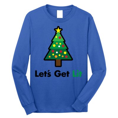 Let's Get Lit Funny Christmas Ing Xmas Lights Funny Gift Long Sleeve Shirt
