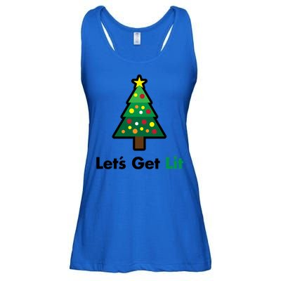 Let's Get Lit Funny Christmas Ing Xmas Lights Funny Gift Ladies Essential Flowy Tank