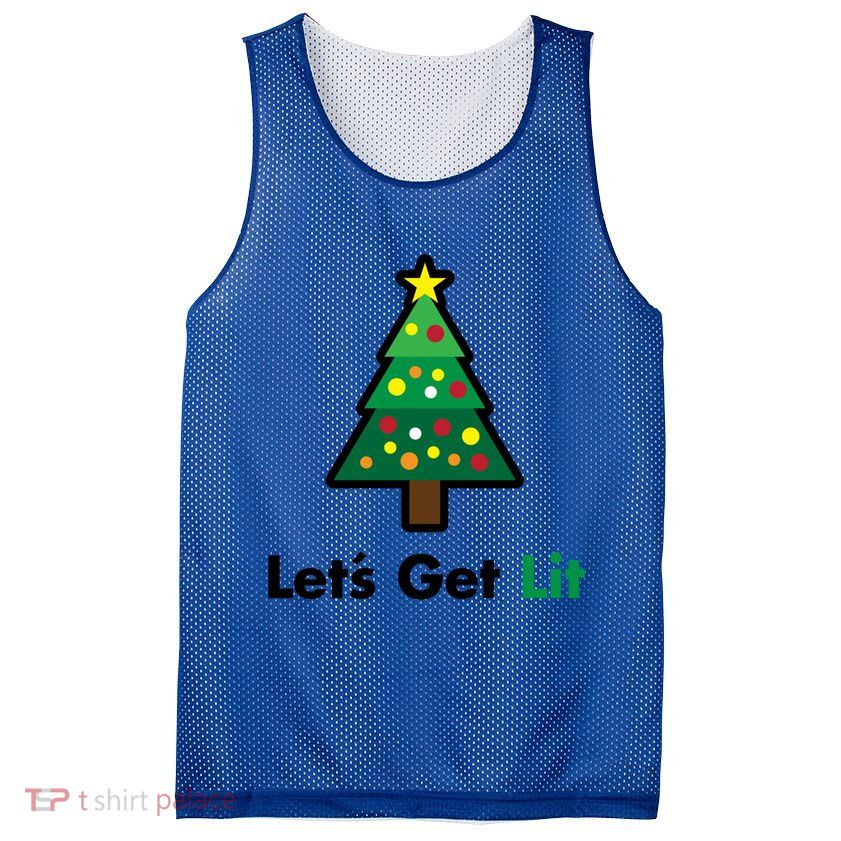 Let's Get Lit Funny Christmas Ing Xmas Lights Funny Gift Mesh Reversible Basketball Jersey Tank