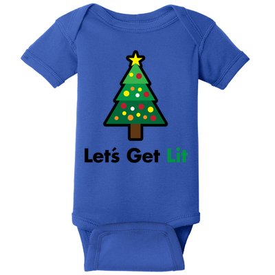 Let's Get Lit Funny Christmas Ing Xmas Lights Funny Gift Baby Bodysuit
