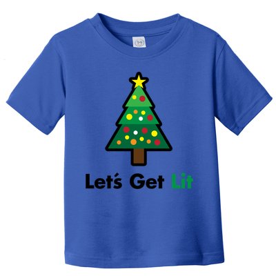 Let's Get Lit Funny Christmas Ing Xmas Lights Funny Gift Toddler T-Shirt